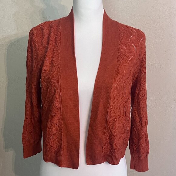 89th & Madison Orange Open Knit Cardigan in Small - Picture 13 of 13